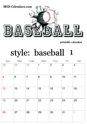 Printable Baseball Calendars, customizable sports calendars to print