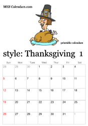 January Thanksgiving calendar