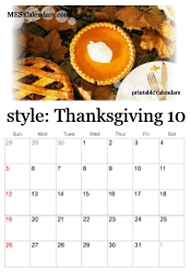 October Thanksgiving calendar