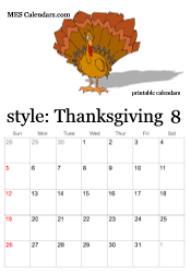 August Thanksgiving calendar
